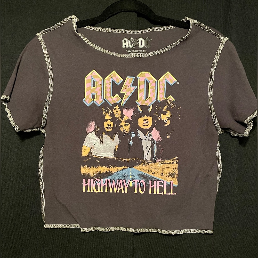 ACDC Charcoal Neon Crop Top